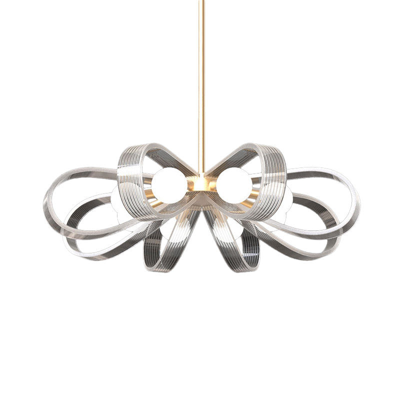 White Flower Chandelier Pendant Light Contemporary 8 Heads Acrylic Ceiling Hang Fixture