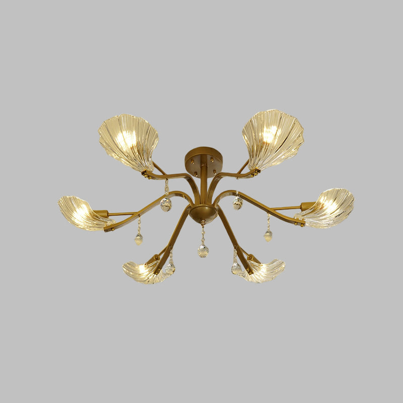 Cáscara de oro semi flanphush monte Crystal de 6/8 luces de techo de 6/8 luces de montaje de techo