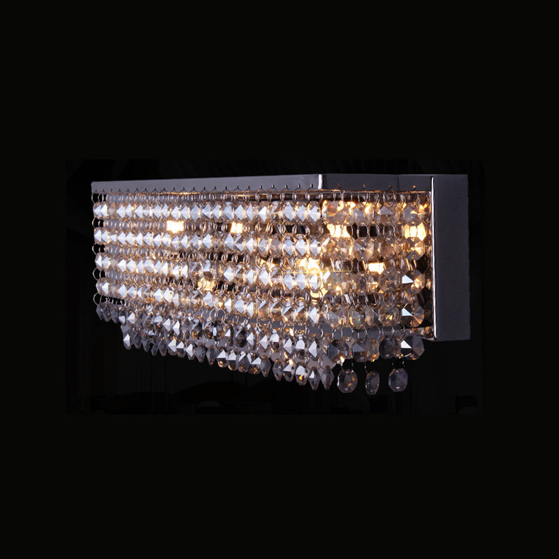 Octagon Crystal Chrome Wall Light Rectangular 3/4 Bulbs Contemporary Sconce Lighting Fixture