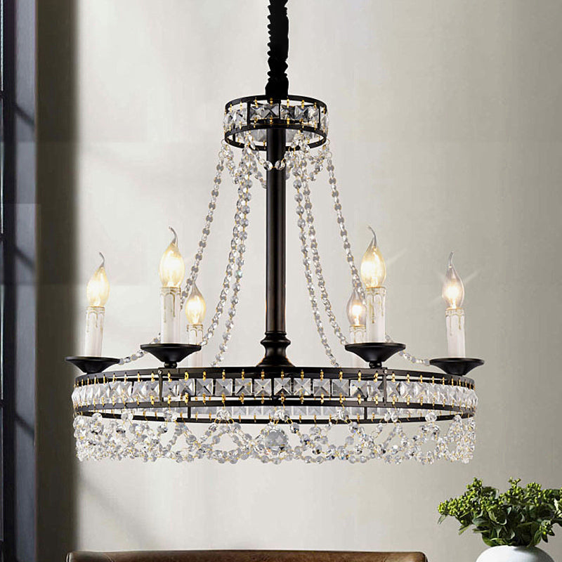 Lampada lampadario nera a 4/6 luci a 6 luci a ruota tradizionale a ruota a traino a soffitto per camera da letto