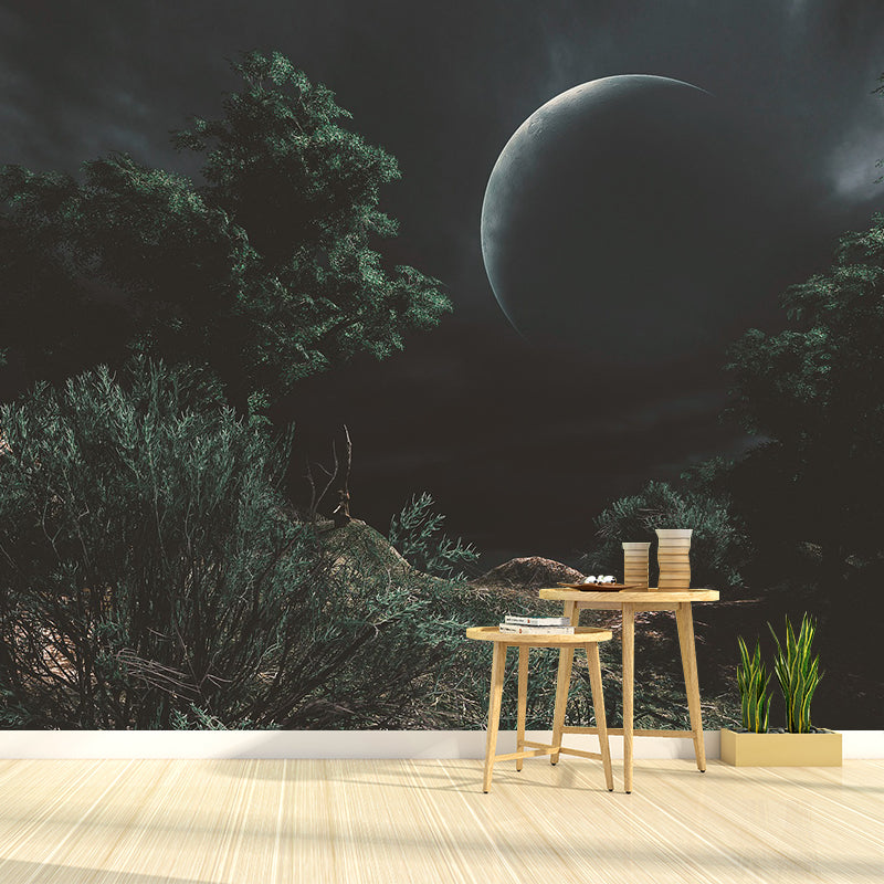 Illustrator Enchanted Forest Motif Wall Mural Anti Stain for Living Room Decoration