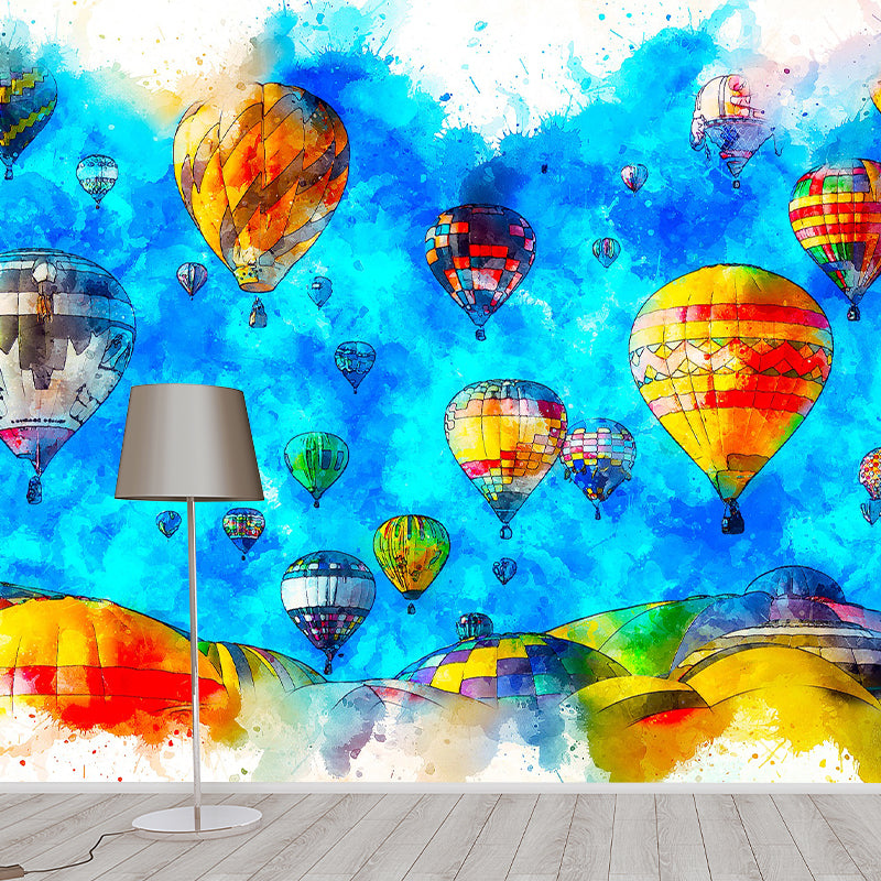 Illustrator Hot Air Balloon Pattern Wall Mural Antifouling for Wall Decor