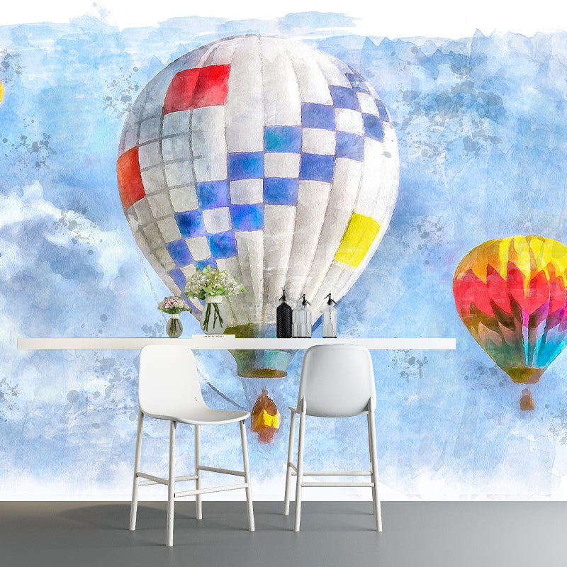Illustrator Hot Air Balloon Pattern Wall Mural Antifouling for Wall Decor