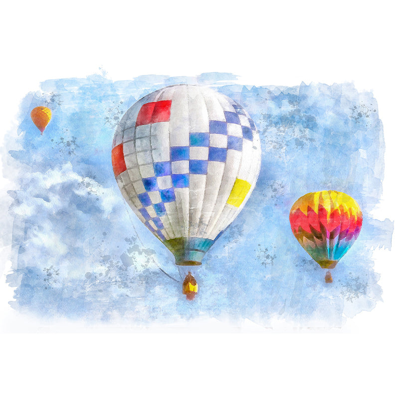 Illustrator Hot Air Balloon Pattern Wall Mural Antifouling for Wall Decor