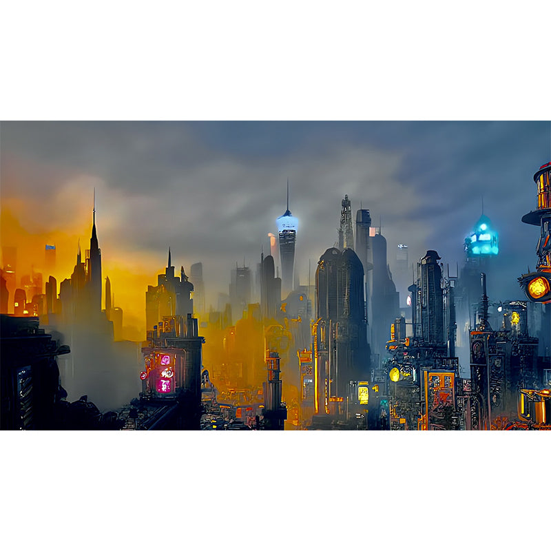 City Skyscraper Pattern Wall Mural Moisture Resistant for Wall Decor