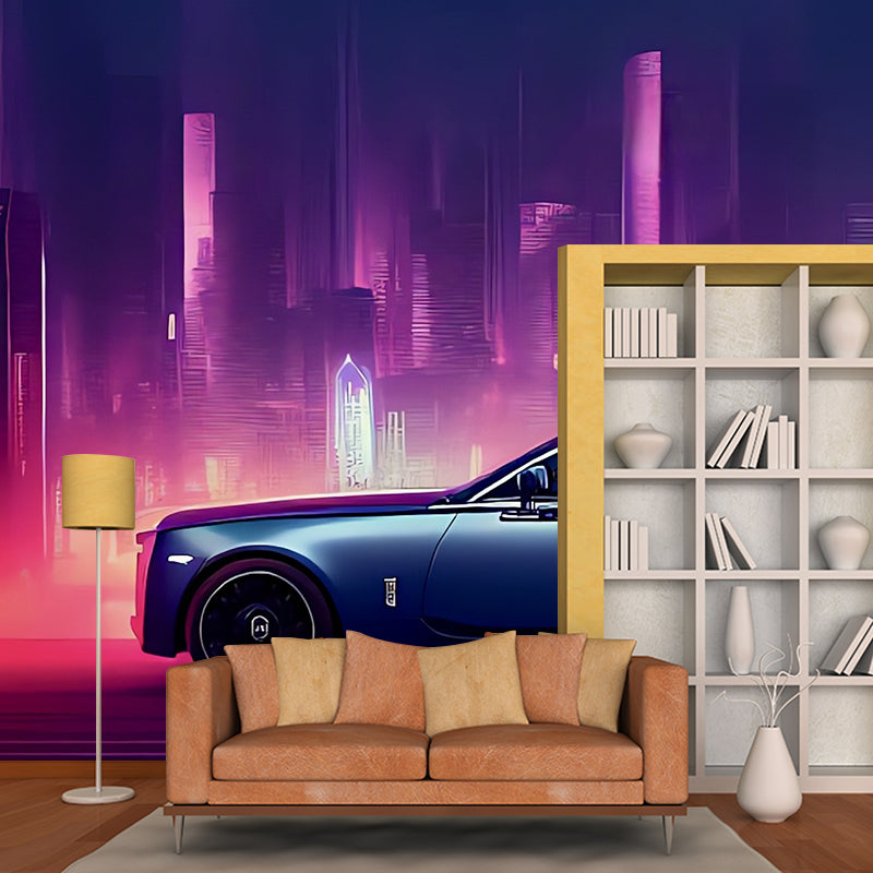 Car Illustration Pattern Mural Moistureproof for Living Room and Bedroom Decoration