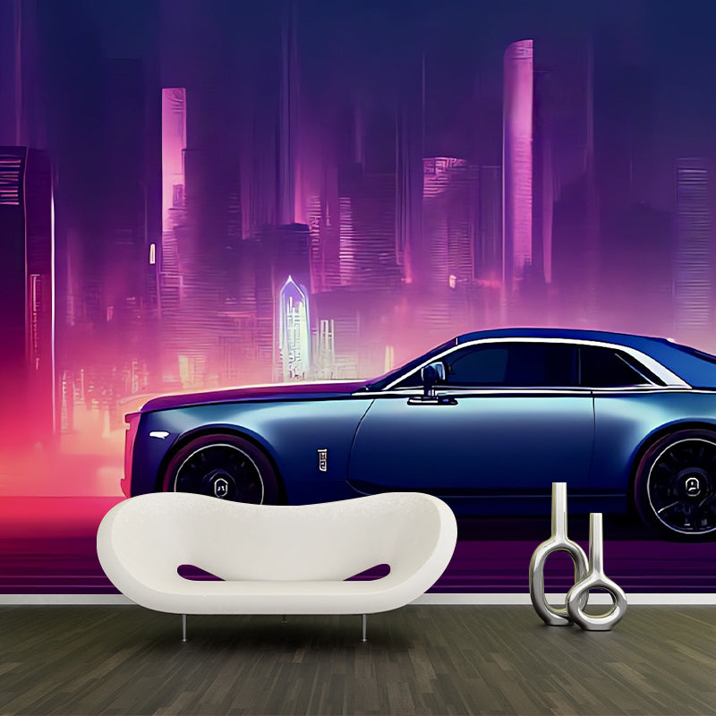 Car Illustration Pattern Mural Moistureproof for Living Room and Bedroom Decoration