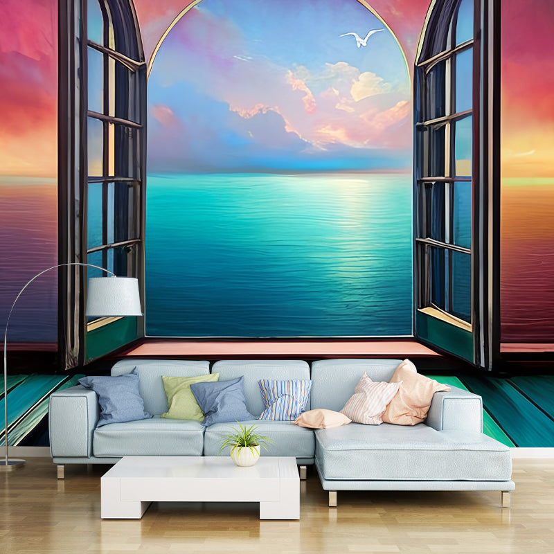 Illustrated Landscape Pattern Mural Moistureproof for Living Room and Bedroom Decoration