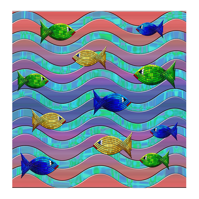 Ocean Fish Pattern Wall Mural Waterproof for Living Room and Bedroom Decoration