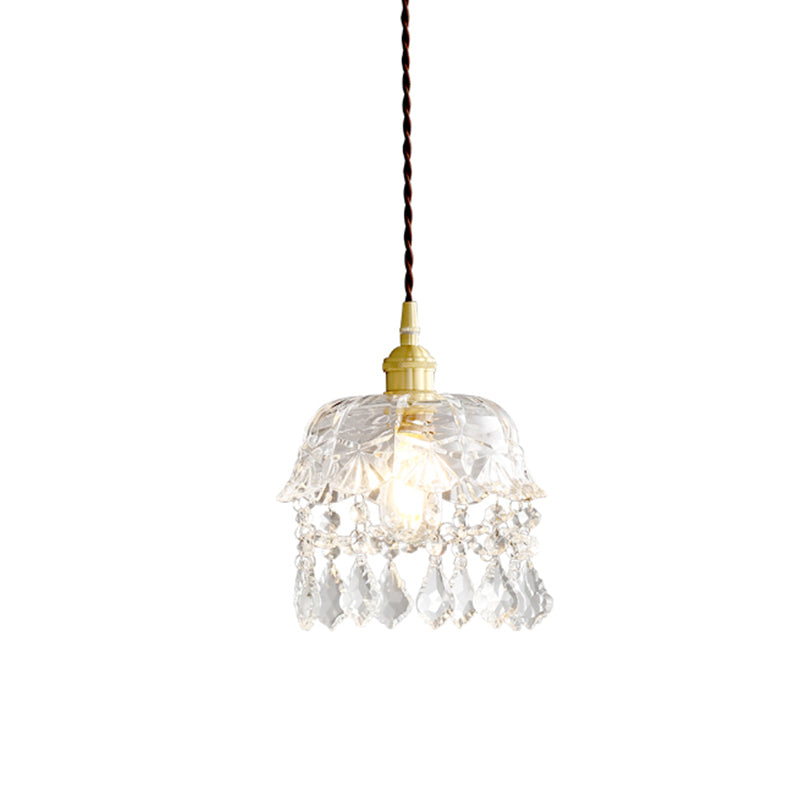 Pendule de chevet à bowling Light moderne Crystal Single Bulb Brass Plafond Suspension Lampe