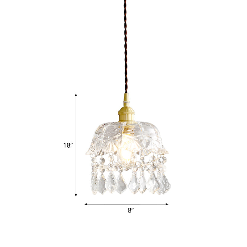 Pendule de chevet à bowling Light moderne Crystal Single Bulb Brass Plafond Suspension Lampe