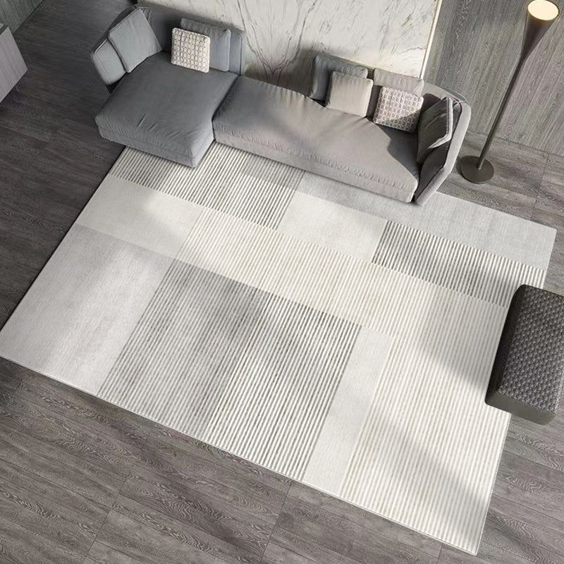 Contemporary Polyster Rectangle Striped Print Living Room Washable Indoor Rug