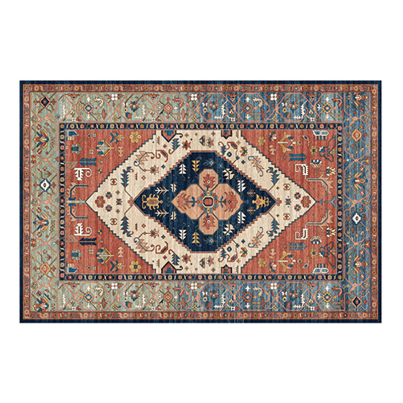Persian Southwestern Print Polyster Non-Slip Backing Rectangle Bedroom Carpet