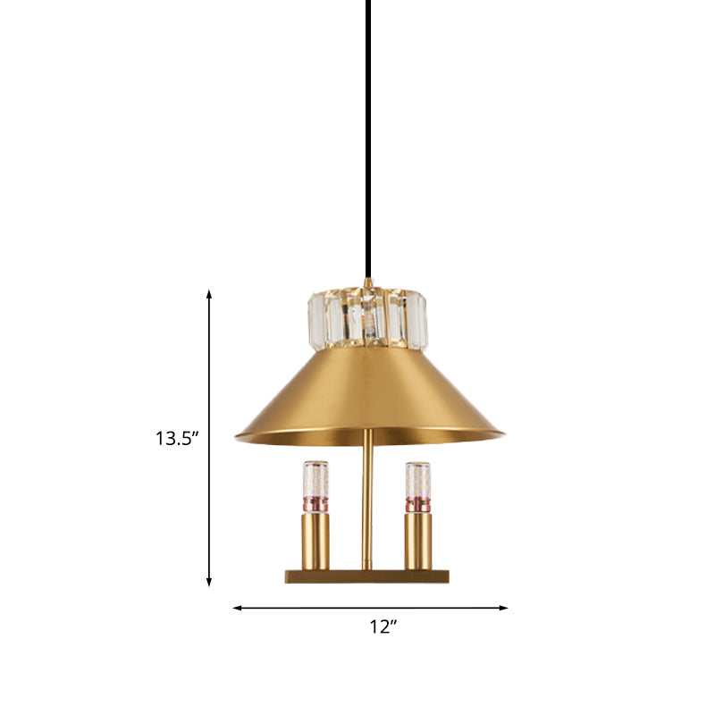 Suspension de suspension en laiton Light Light Simple Crystal incorporé 1-Light Bedroom suspendu lampe de lampe