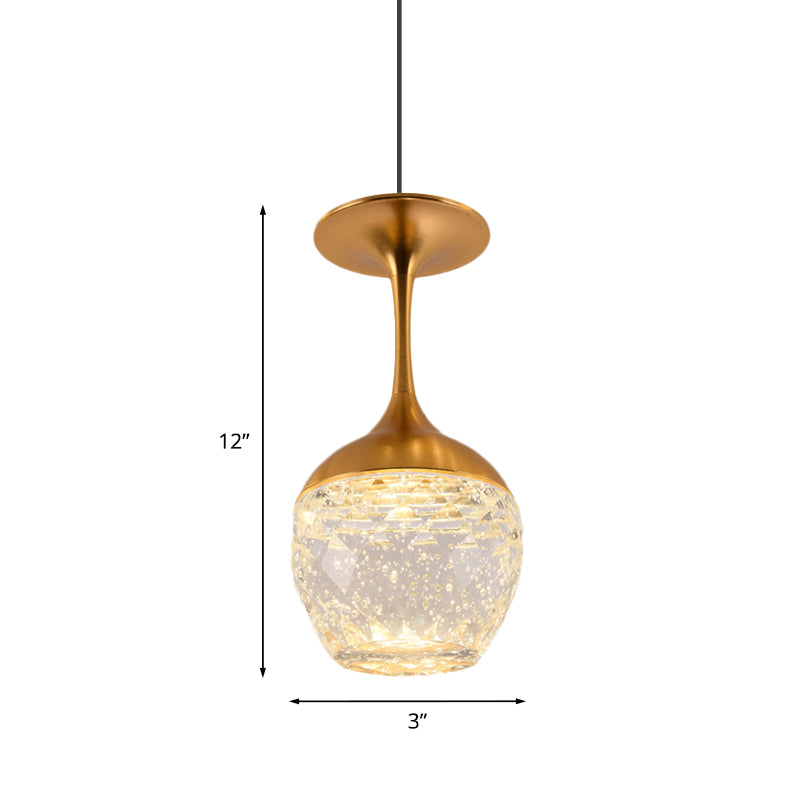Bottle/Wine Cup Water Crystal Ceiling Pendant Decorative Dining Table LED Suspension Light in Gold