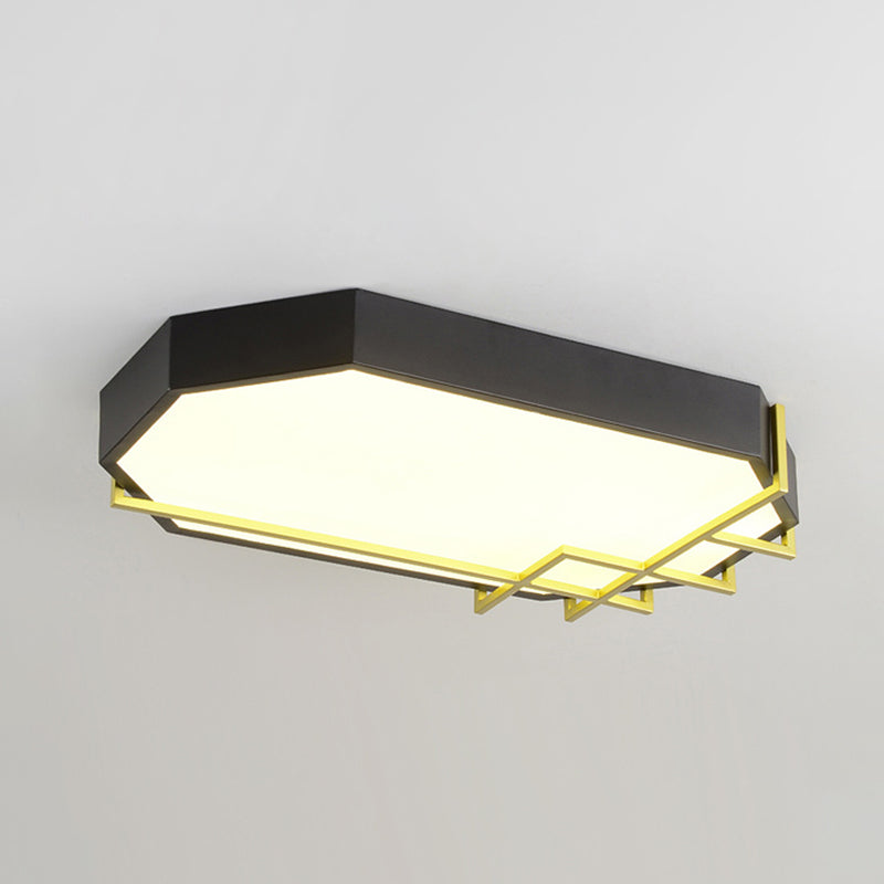 Black-Gold Geometric Ceiling Mounted Light Modern 23.5"/31.5" Long LED Metal Flushmount Lamp