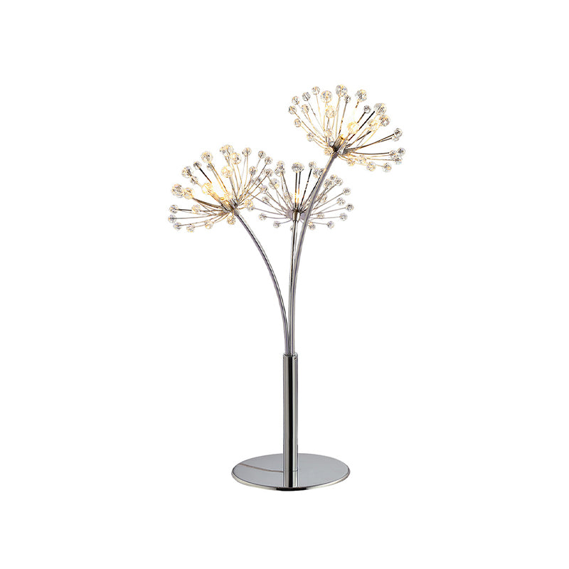 Zilveren paardenbloem tafellamp eigentijds kristal 1 licht bed nachtkastje licht licht