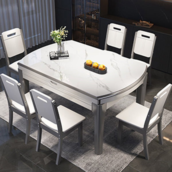 Modern Extendable Round Dining Table with Double Drop Leaf for Dining Room