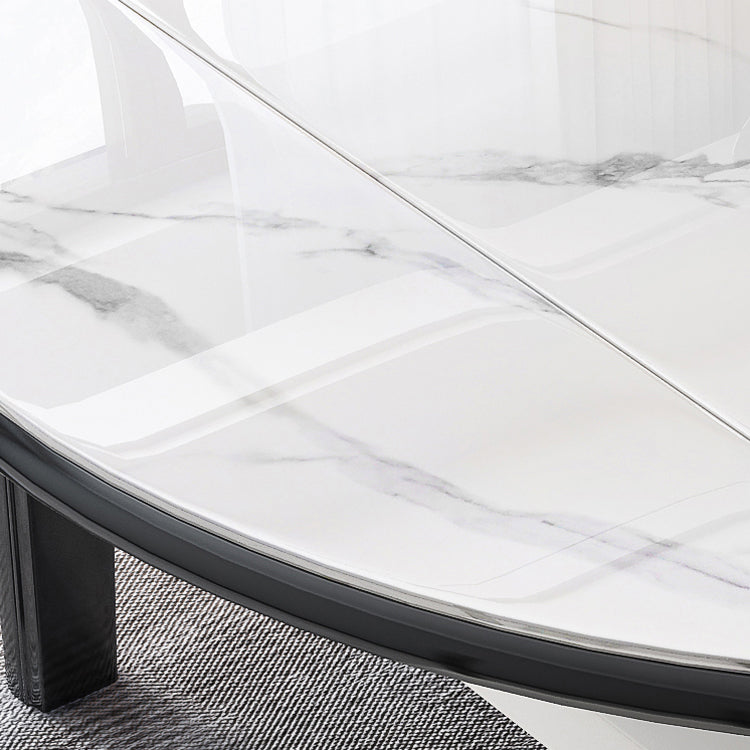 Modern Extendable Round Dining Table with Double Drop Leaf for Dining Room