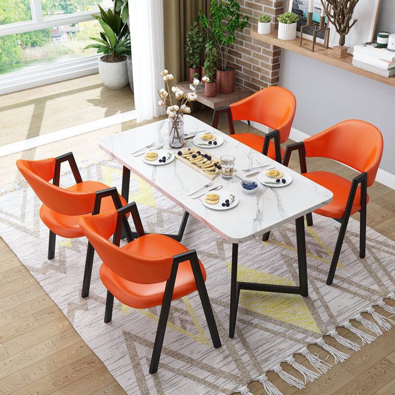 Contemporary Rectangular Wooden Dining Table with Black Double Pedestal