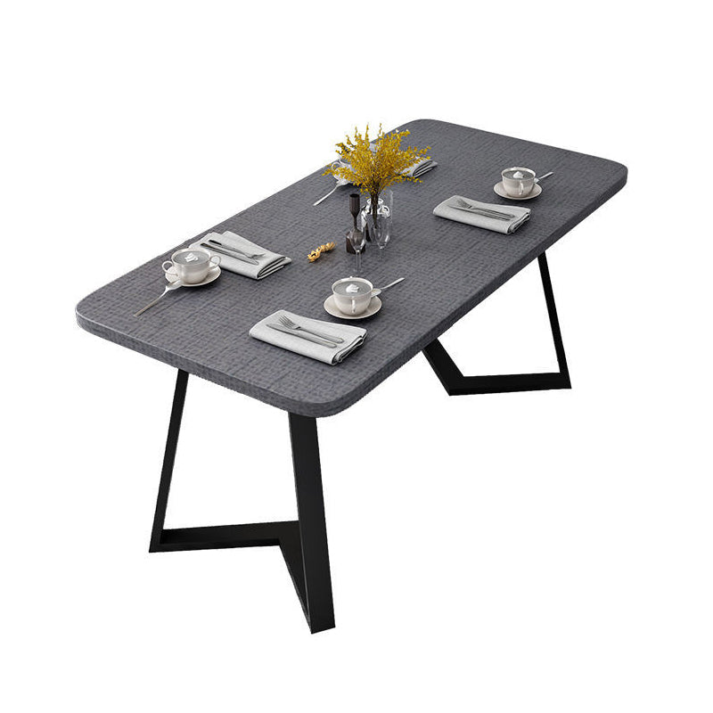 Contemporary Rectangular Wooden Dining Table with Black Double Pedestal