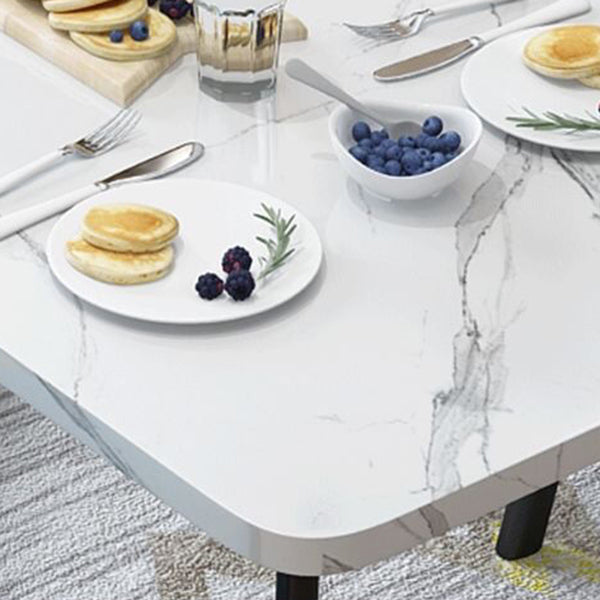 Contemporary Rectangular Wooden Dining Table with Black Double Pedestal