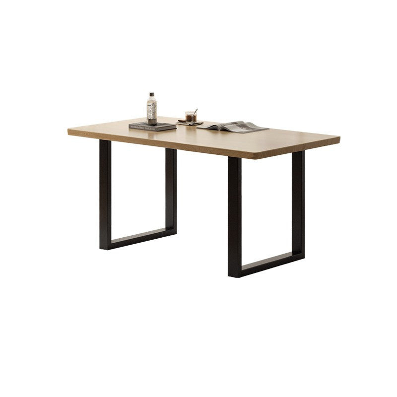 Industrial Rectangular Oak Brown Solid Wood Dining Table with Sled