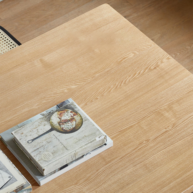 Industrial Rectangular Oak Brown Solid Wood Dining Table with Sled