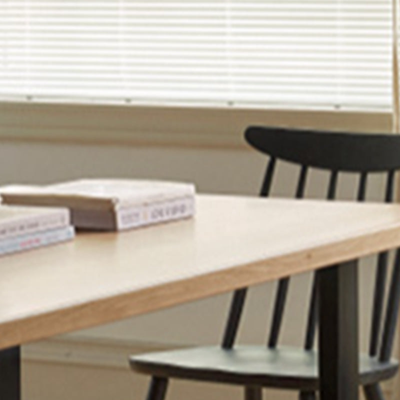 Industrial Rectangular Oak Brown Solid Wood Dining Table with Sled