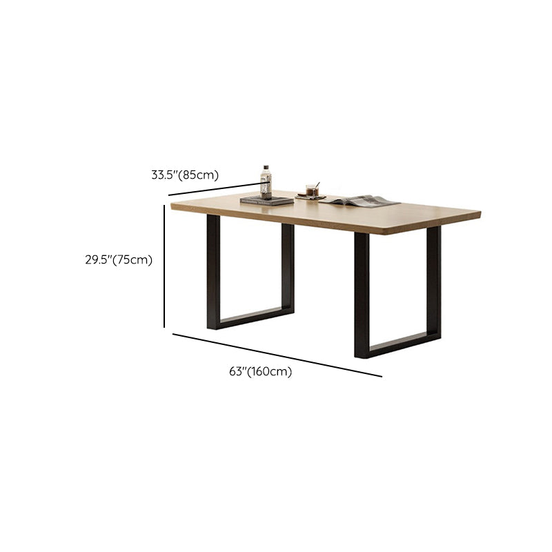 Industrial Rectangular Oak Brown Solid Wood Dining Table with Sled