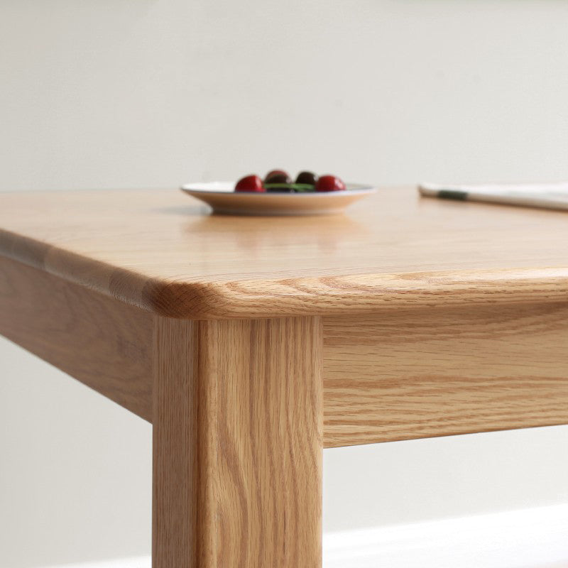 Modern Rectangular Oak Natural Tabletop Dining Table with 4 Solid Wood Legs