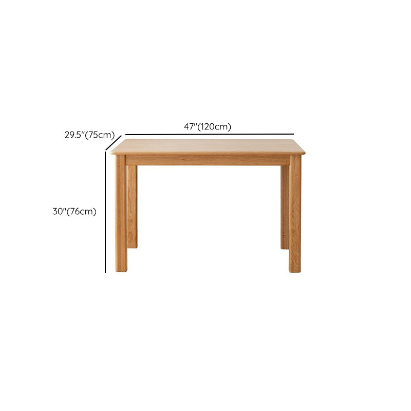 Modern Rectangular Oak Natural Tabletop Dining Table with 4 Solid Wood Legs