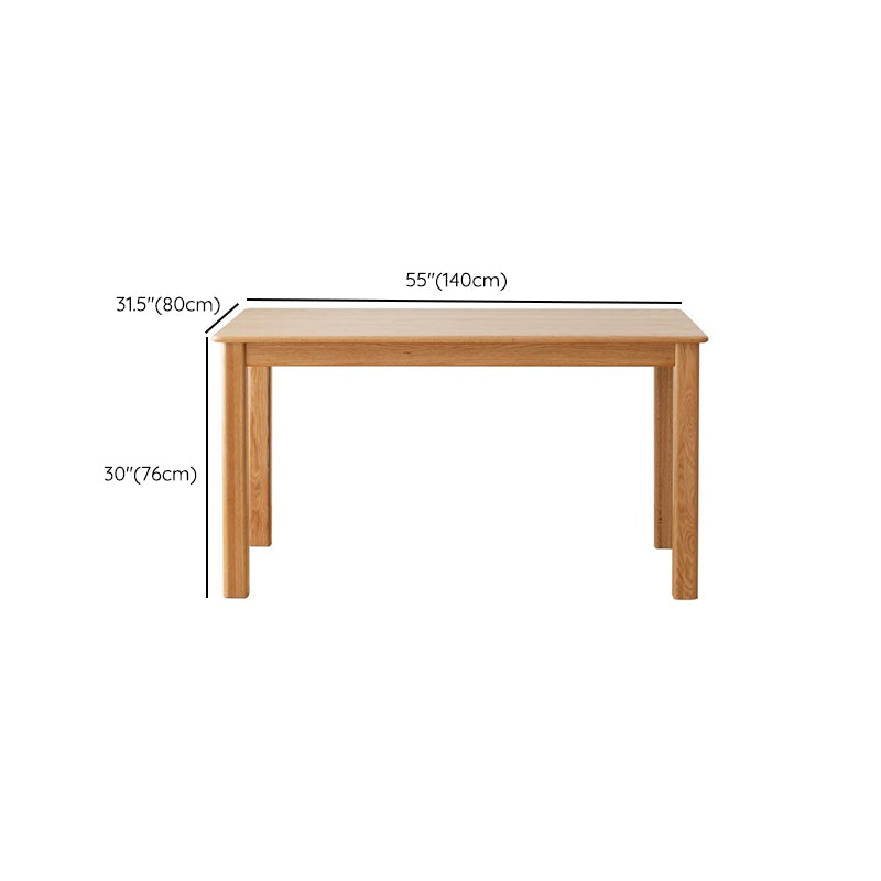 Modern Rectangular Oak Natural Tabletop Dining Table with 4 Solid Wood Legs