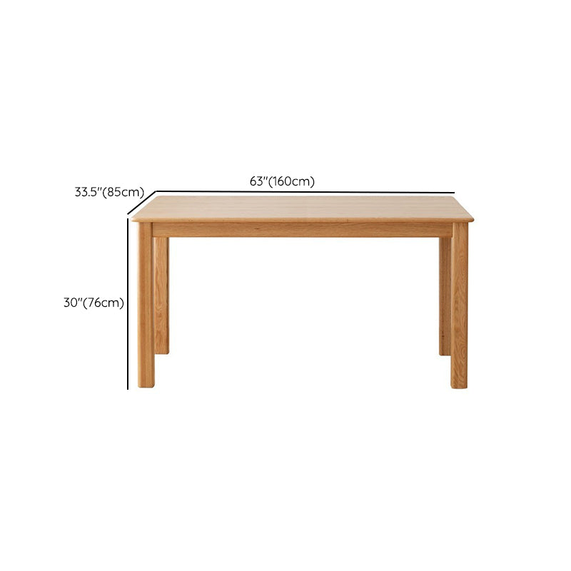 Modern Rectangular Oak Natural Tabletop Dining Table with 4 Solid Wood Legs