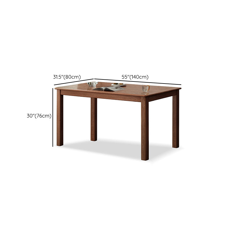 Modern Rectangular Oak Natural Tabletop Dining Table with 4 Solid Wood Legs