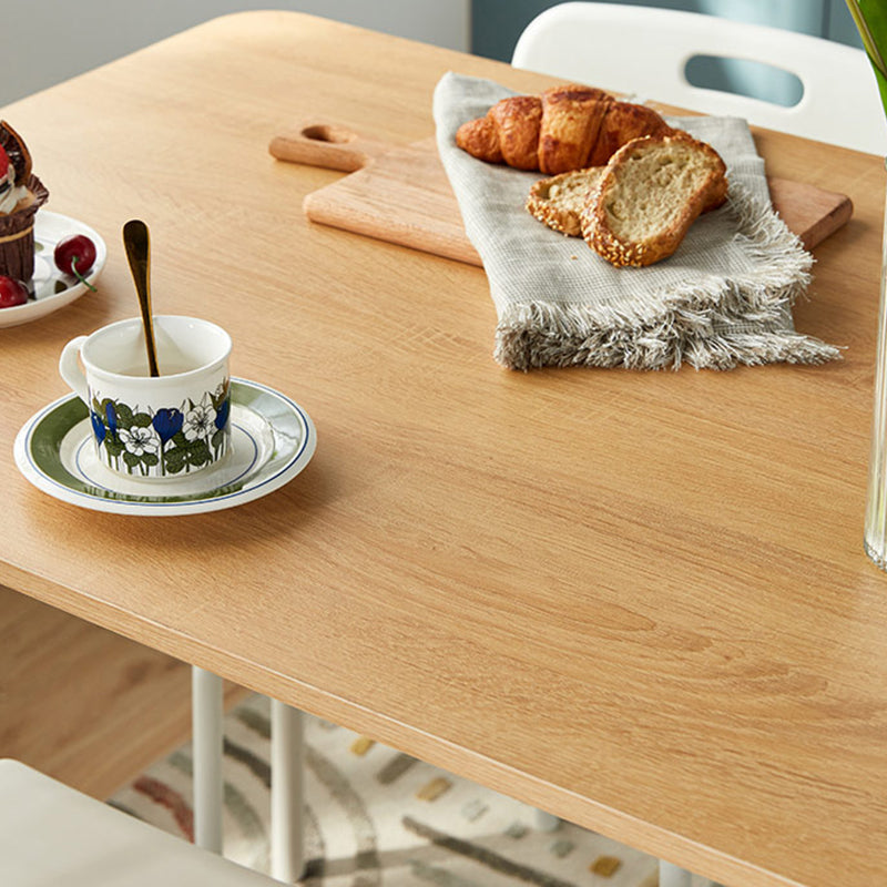 Contemporary Rectangular Wooden Dining Table with Steel Legs for 4 People