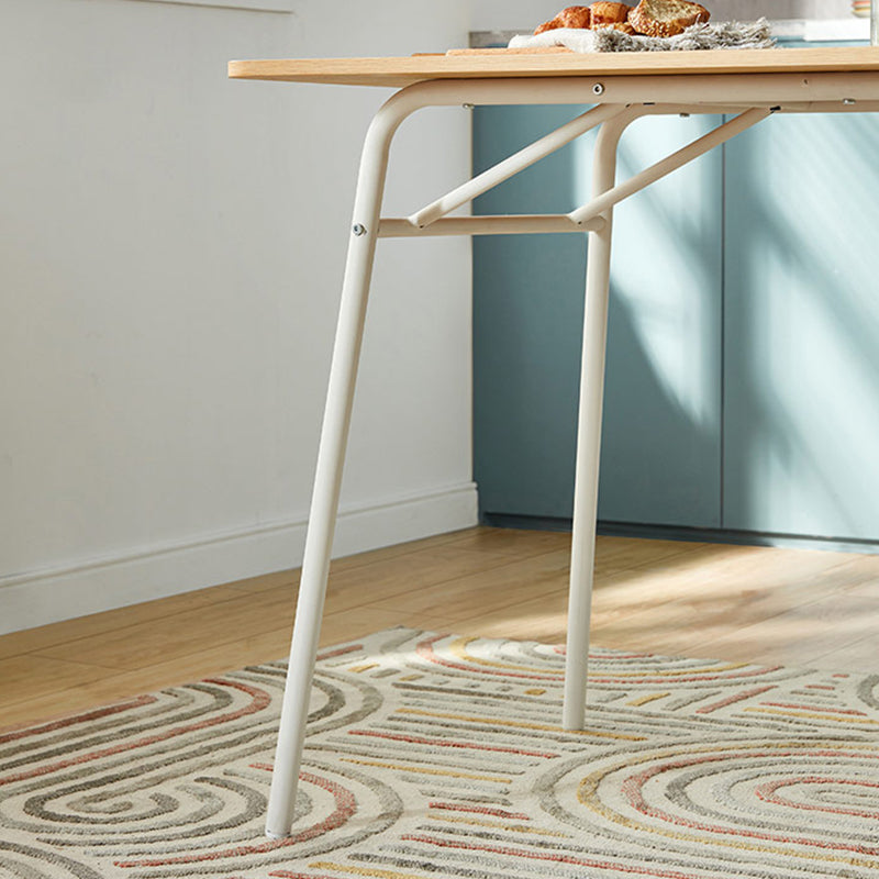 Contemporary Rectangular Wooden Dining Table with Steel Legs for 4 People
