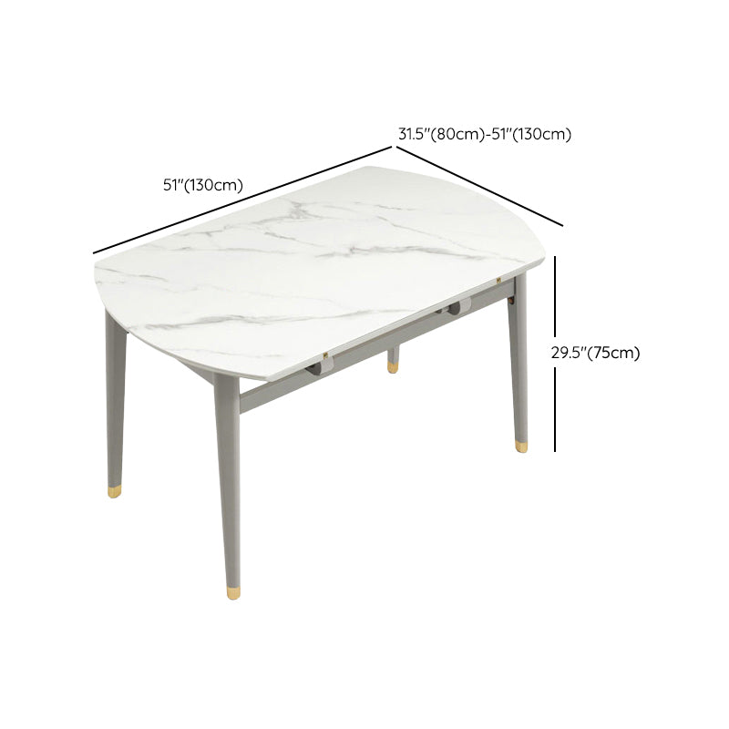 Contemporary White Round Stone Dining Table with Solid Wood Legs