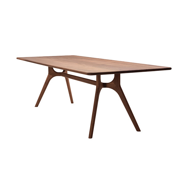 Modern Rectangular Walnut Brown Dining Table with 4 Solid Wood Legs