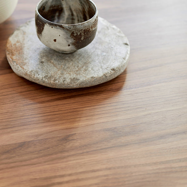Modern Rectangular Walnut Brown Dining Table with 4 Solid Wood Legs