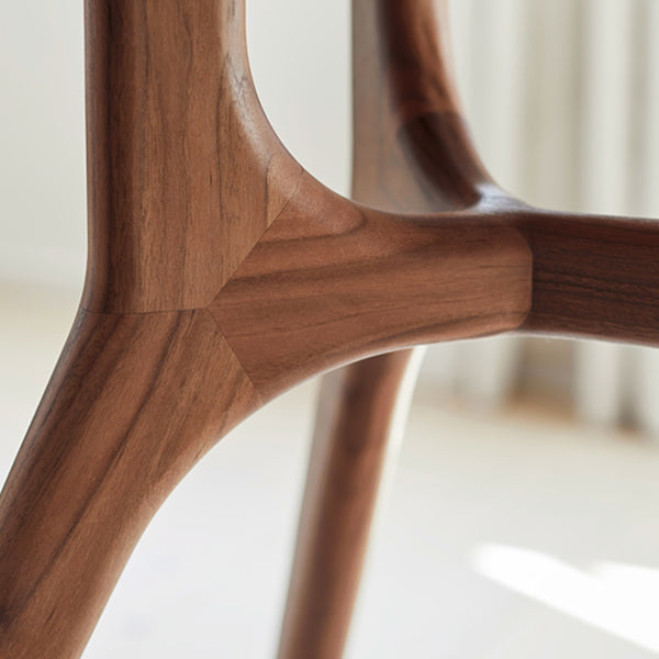 Modern Rectangular Walnut Brown Dining Table with 4 Solid Wood Legs