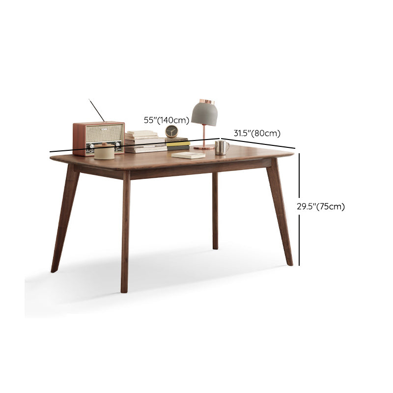 Modern Brown Rectangular Walnut Top Dining Table with 4 Solid Wood Legs