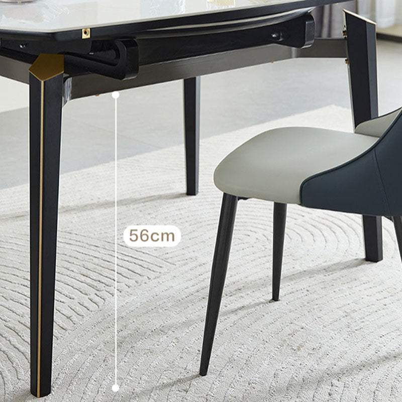 White Contemporary Round Stone Dining Table with Double Drop Leaf