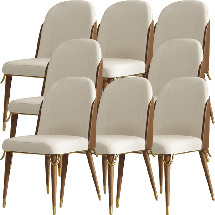 Glam Style Standard Back Upholstered Wooden Base Dining Side Chair for Home