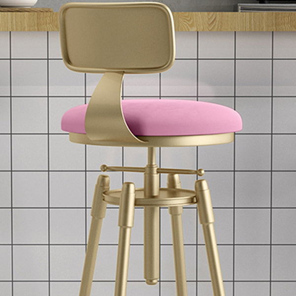 Contemporary Adjustable Height Swivel Round Bar Stool with Footrest