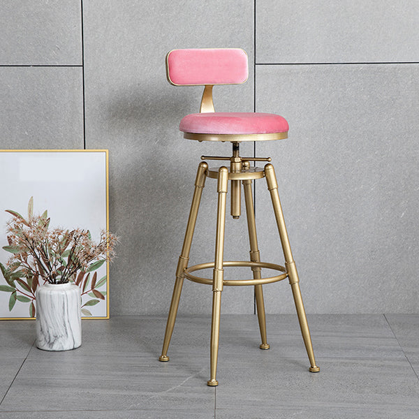 Contemporary Adjustable Height Swivel Round Bar Stool with Footrest