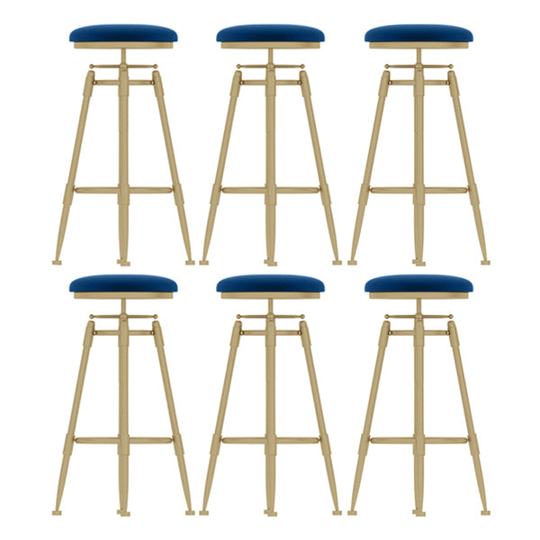 Contemporary Adjustable Height Swivel Round Bar Stool with Footrest