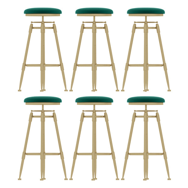 Contemporary Adjustable Height Swivel Round Bar Stool with Footrest