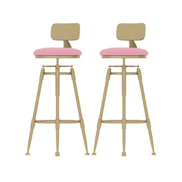 Contemporary Adjustable Height Swivel Round Bar Stool with Footrest