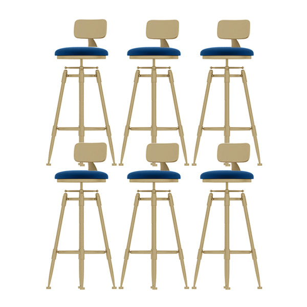 Contemporary Adjustable Height Swivel Round Bar Stool with Footrest